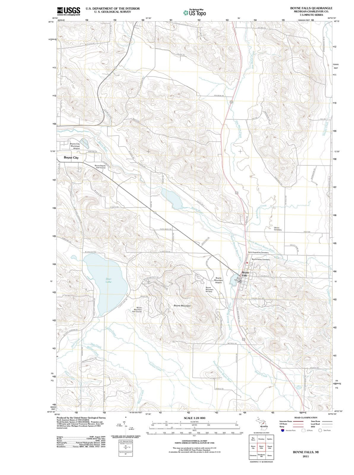 2011 Boyne Falls, MI - Michigan - USGS Topographic Map