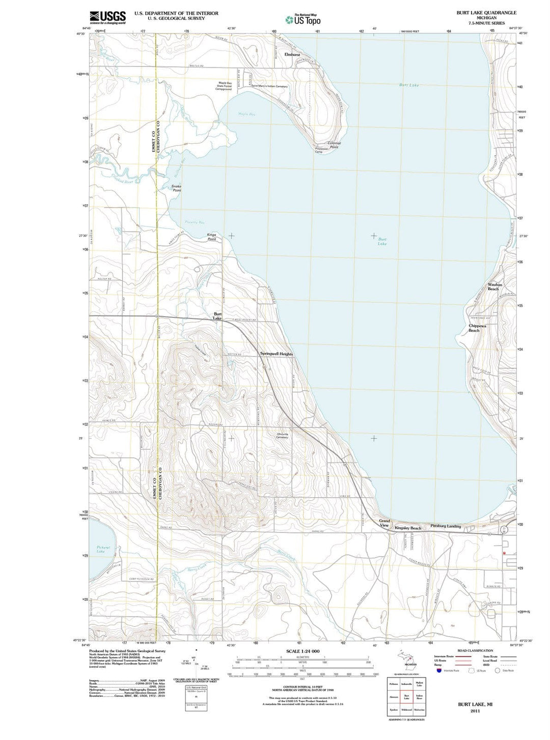 2011 Burt Lake, MI - Michigan - USGS Topographic Map