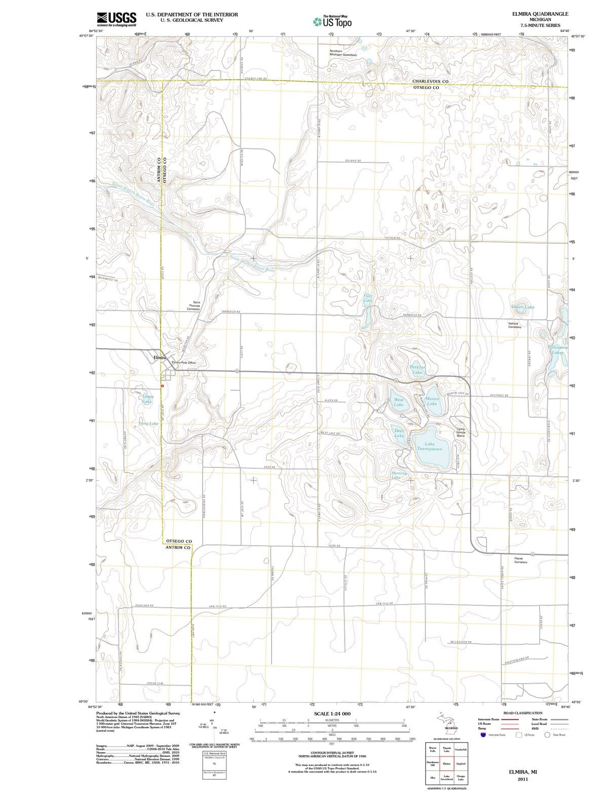 2011 Elmira, MI - Michigan - USGS Topographic Map