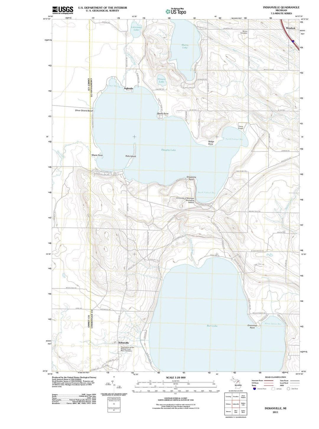2011 Indianville, MI - Michigan - USGS Topographic Map
