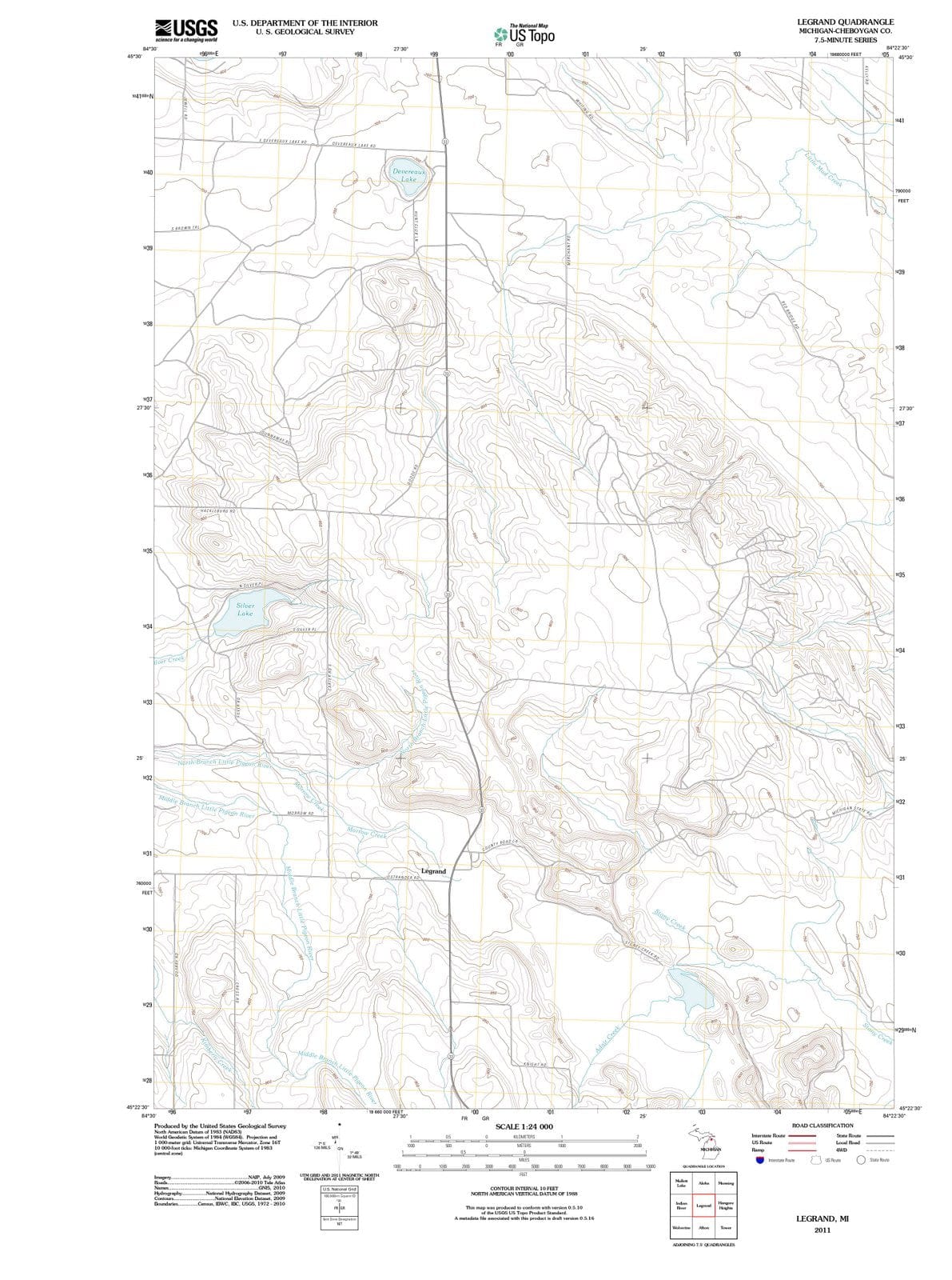 2011 Legrand, MI - Michigan - USGS Topographic Map