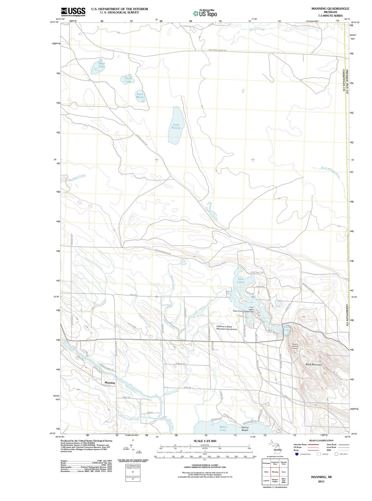 2011 Manning, MI - Michigan - USGS Topographic Map