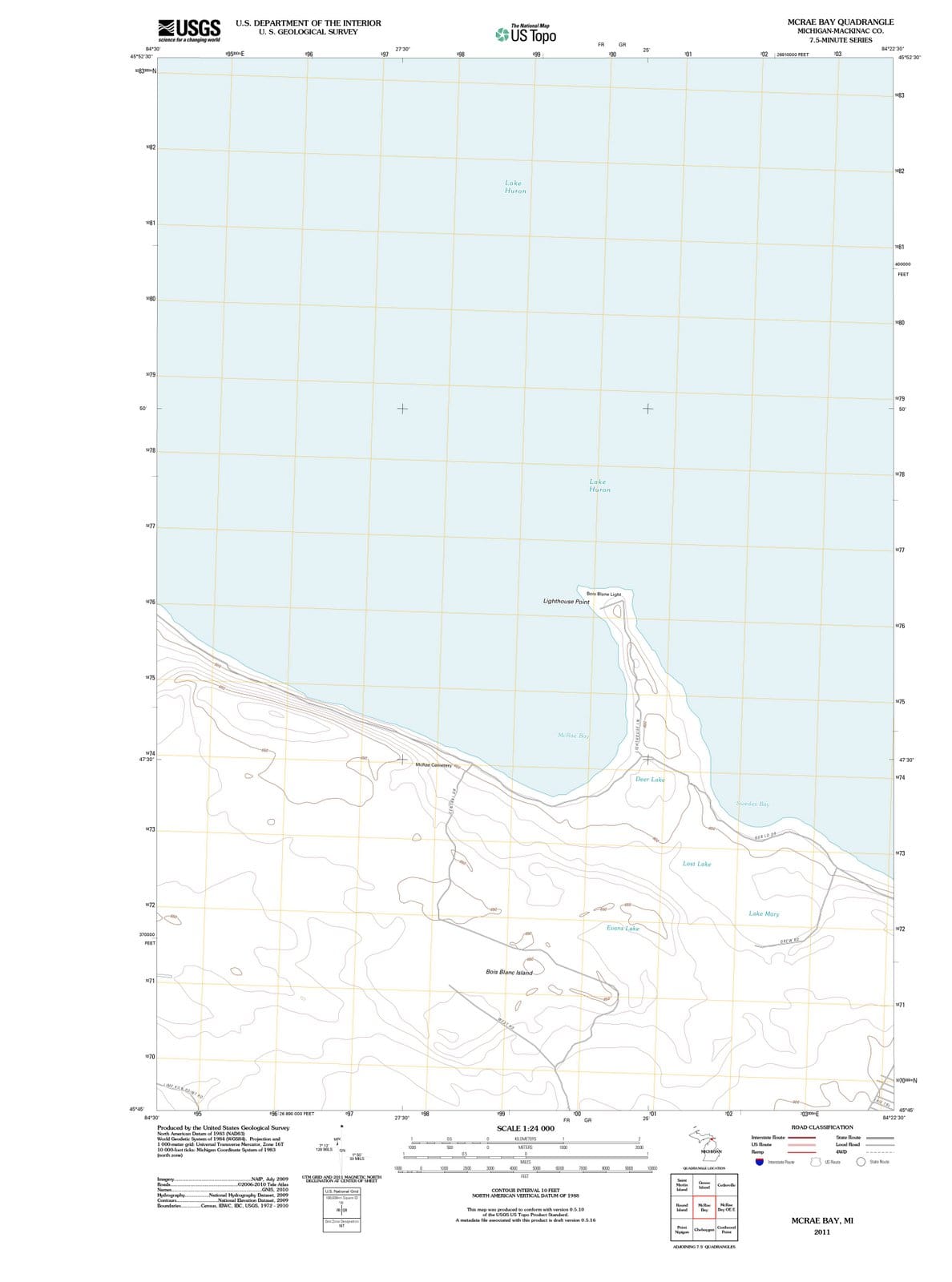 2011 McRae Bay, MI - Michigan - USGS Topographic Map