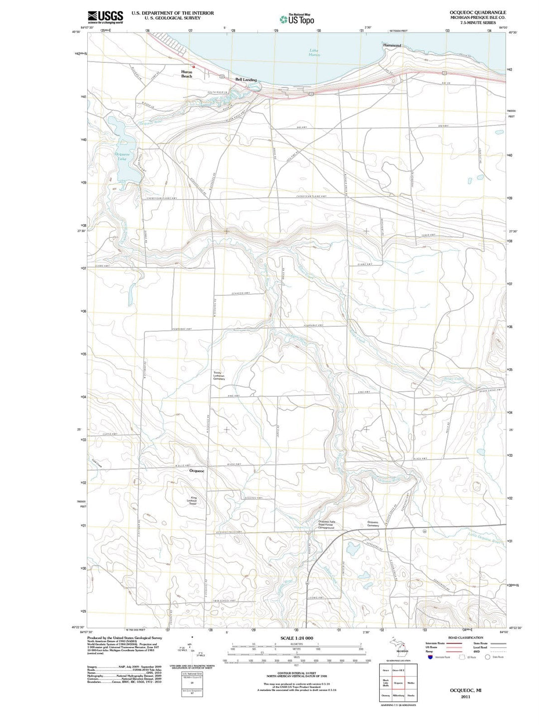 2011 Ocqueoc, MI - Michigan - USGS Topographic Map