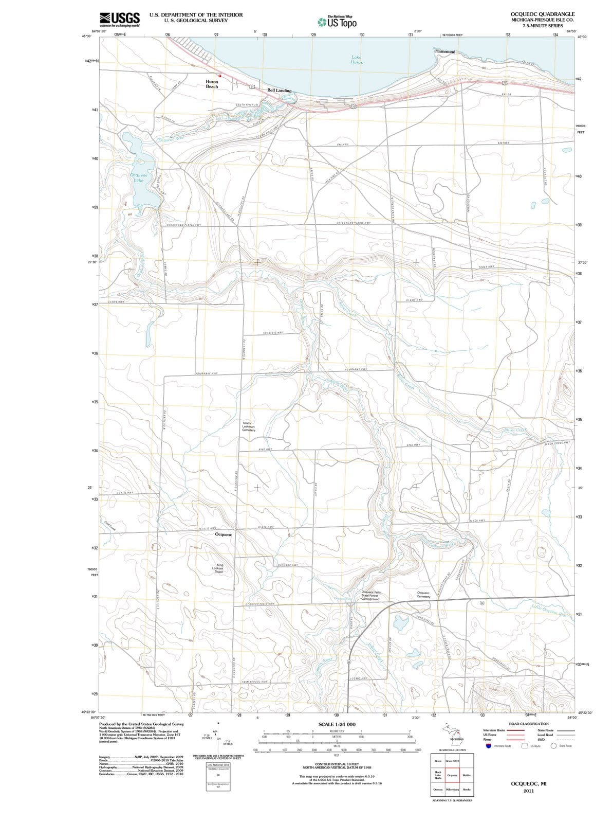 2011 Ocqueoc, MI - Michigan - USGS Topographic Map