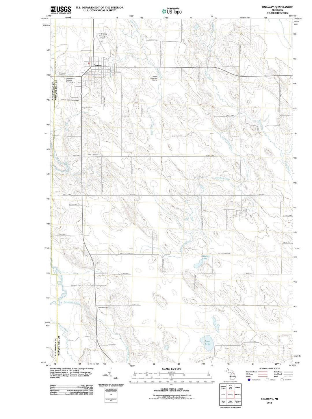 2011 Onaway, MI - Michigan - USGS Topographic Map