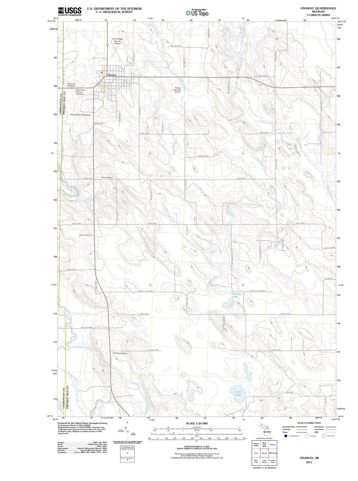 2011 Onaway, MI - Michigan - USGS Topographic Map