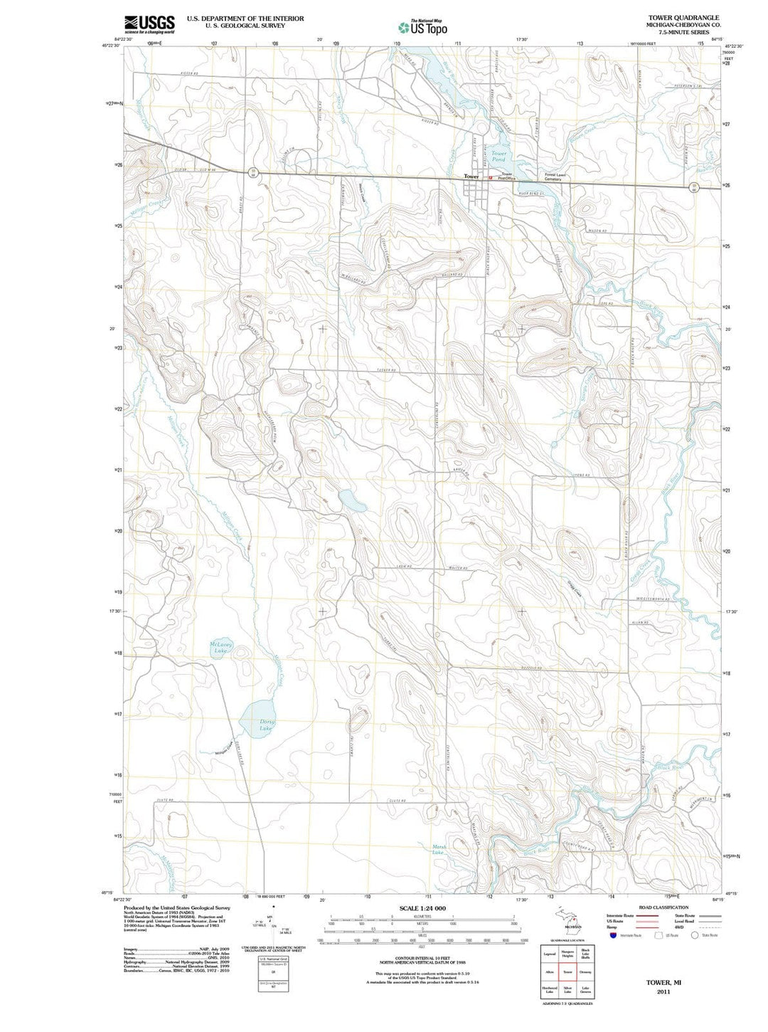 2011 Tower, MI - Michigan - USGS Topographic Map