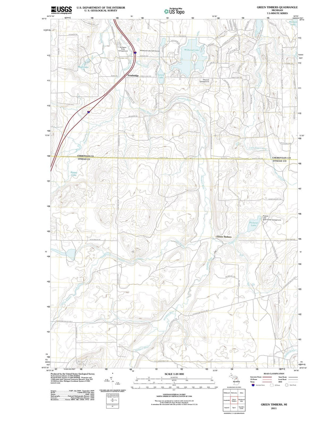 2011 Green Timbers, MI - Michigan - USGS Topographic Map