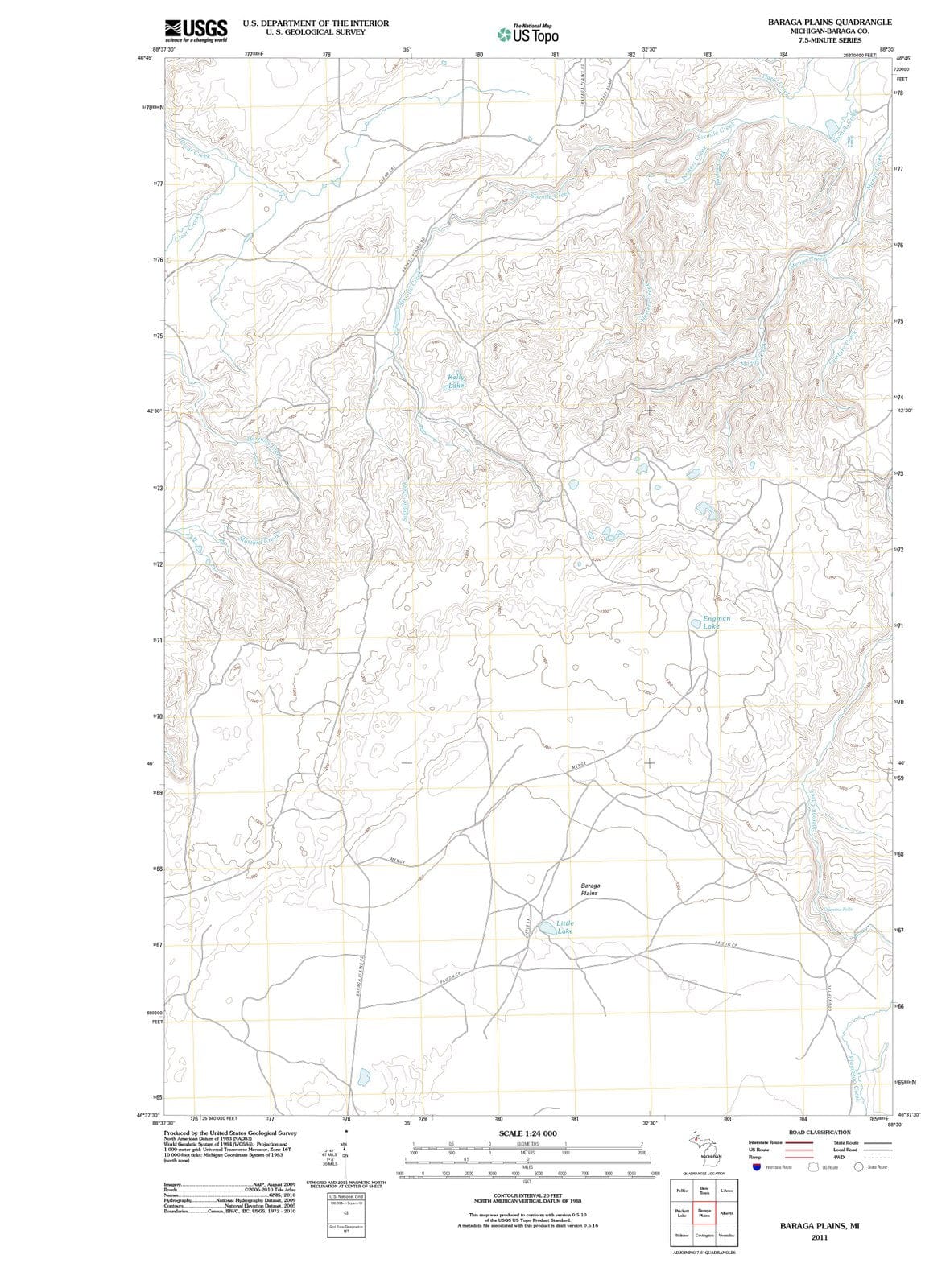 2011 Baraga Plains, MI - Michigan - USGS Topographic Map