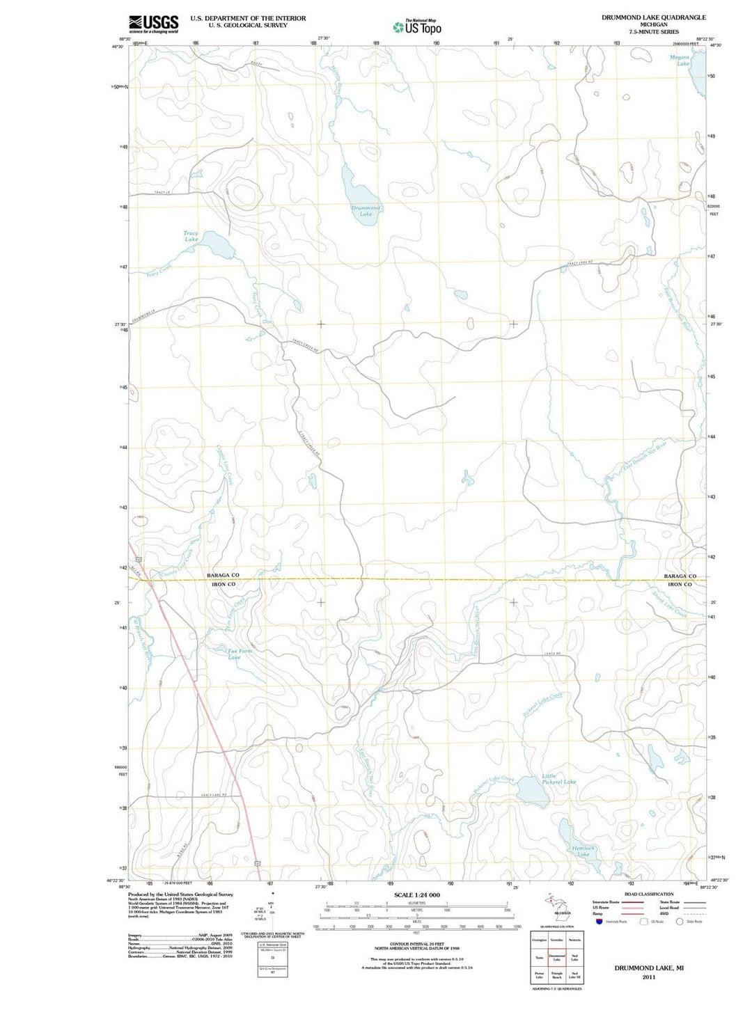 2011 Drummond Lake, MI - Michigan - USGS Topographic Map