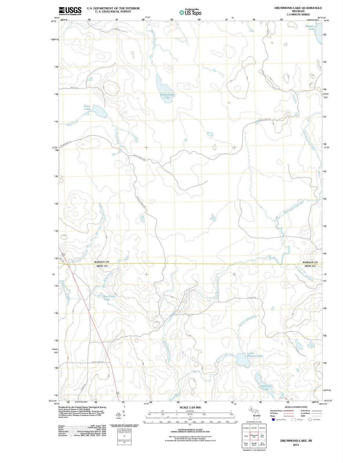 2011 Drummond Lake, MI - Michigan - USGS Topographic Map