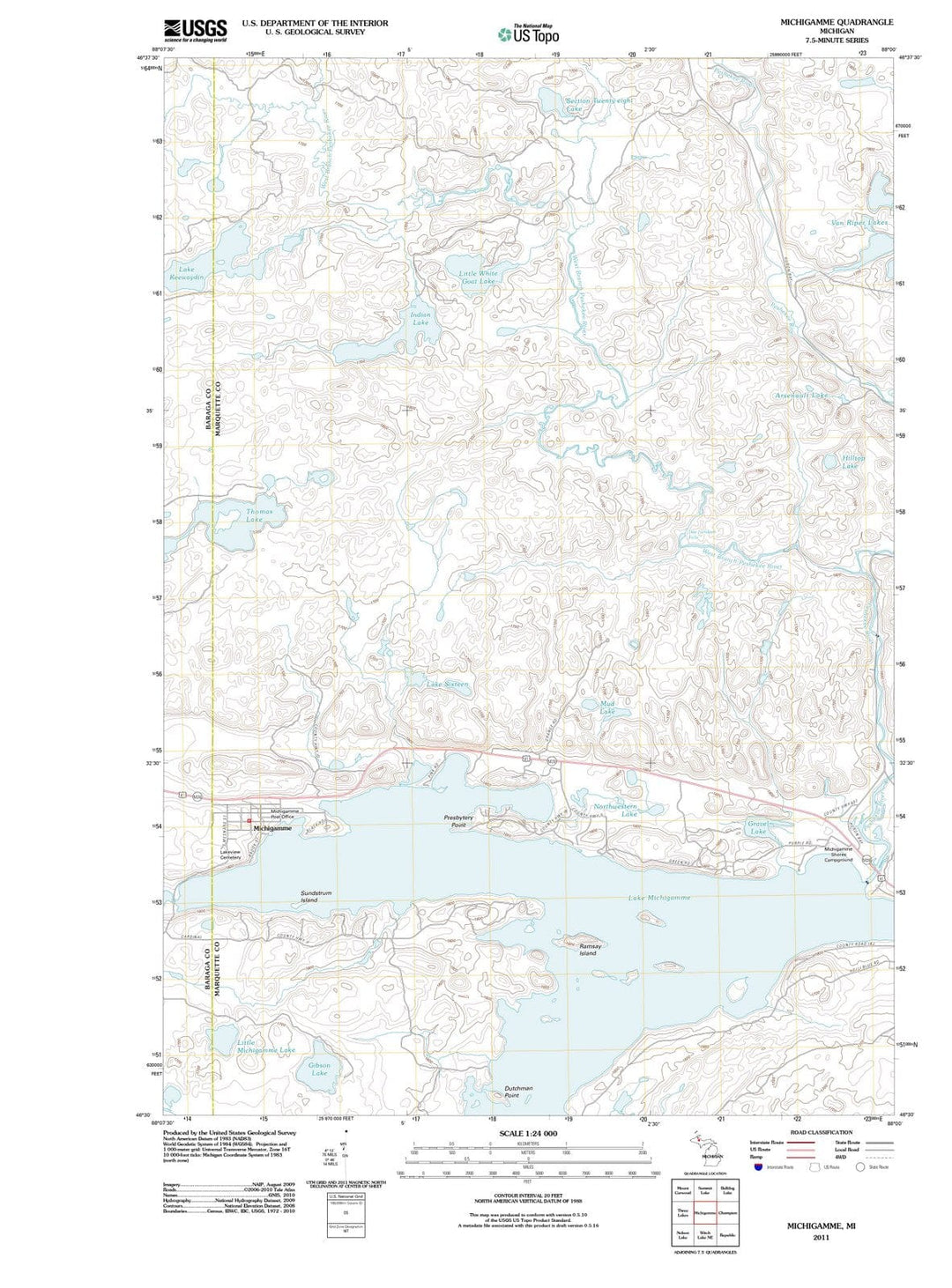 2011 Michigamme, MI - Michigan - USGS Topographic Map