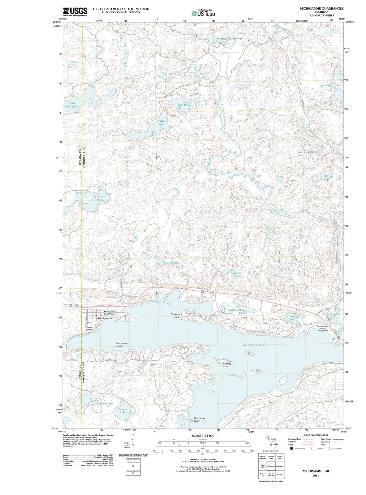 2011 Michigamme, MI - Michigan - USGS Topographic Map
