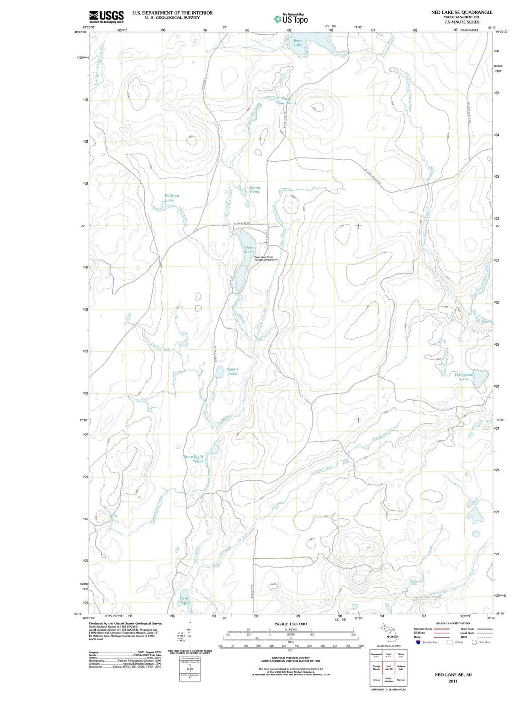 2011 Ned Lake, MI - Michigan - USGS Topographic Map