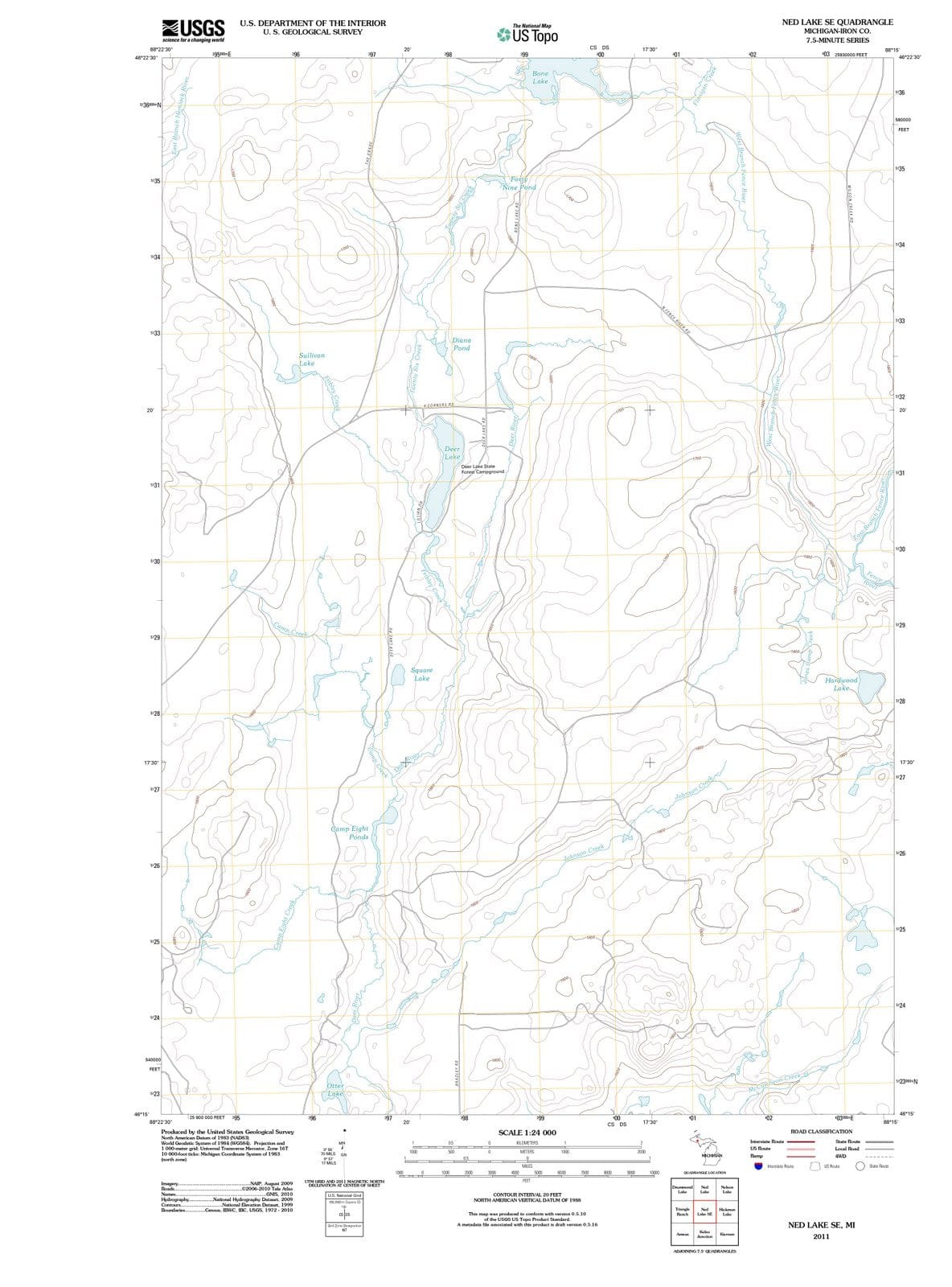 2011 Ned Lake, MI - Michigan - USGS Topographic Map