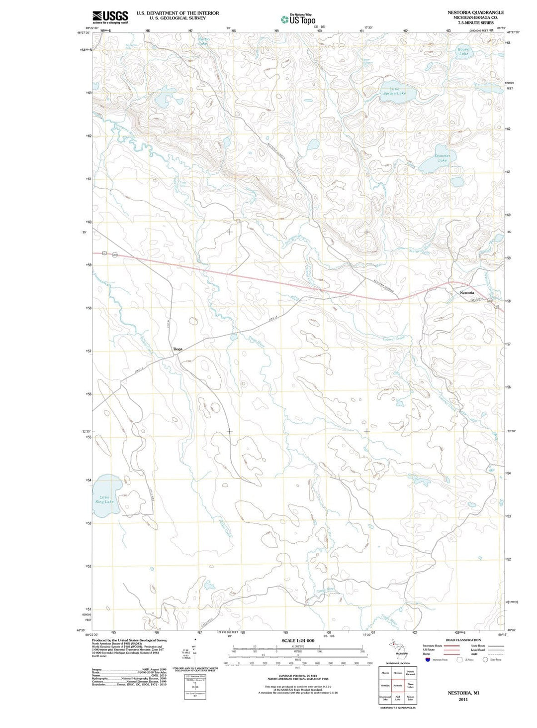 2011 Nestoria, MI - Michigan - USGS Topographic Map
