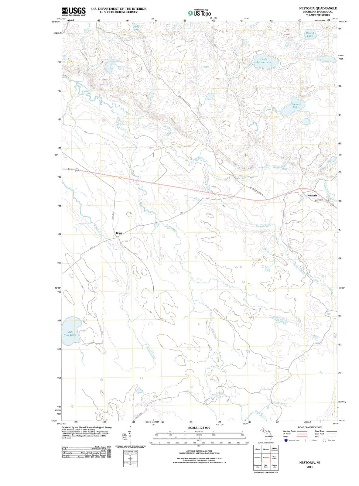2011 Nestoria, MI - Michigan - USGS Topographic Map