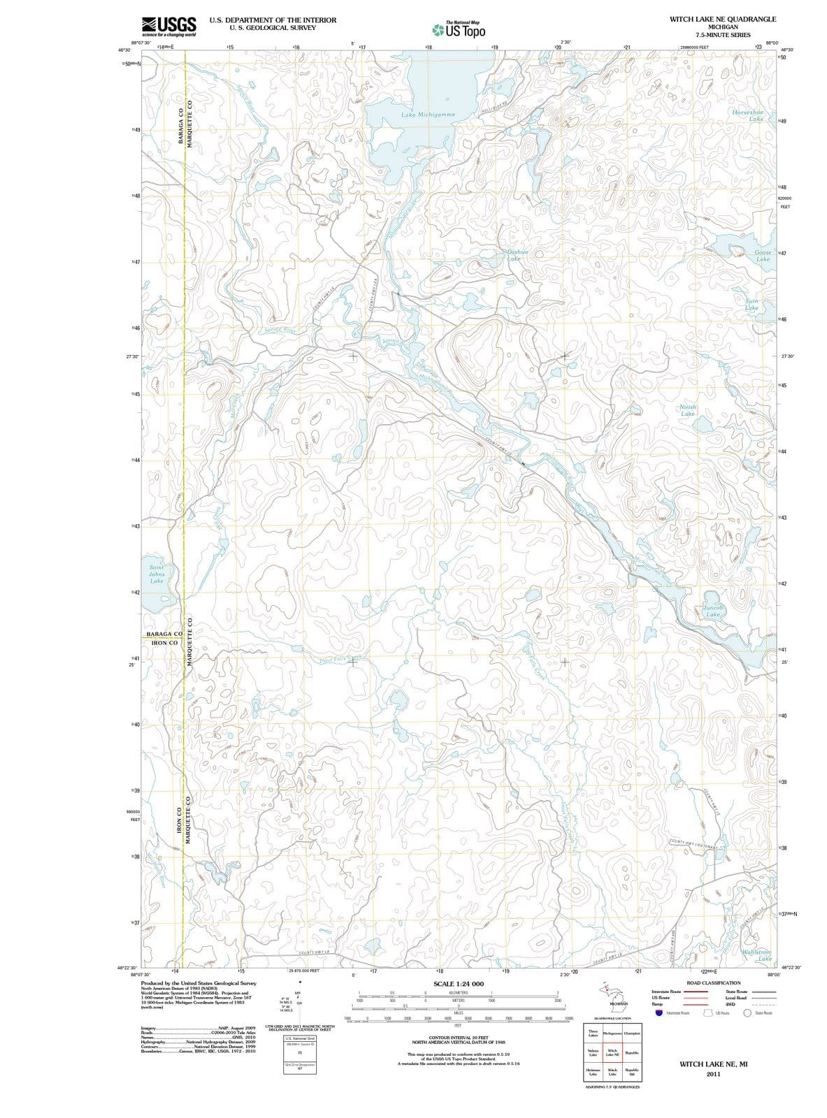 2011 Witch Lake, MI - Michigan - USGS Topographic Map v2