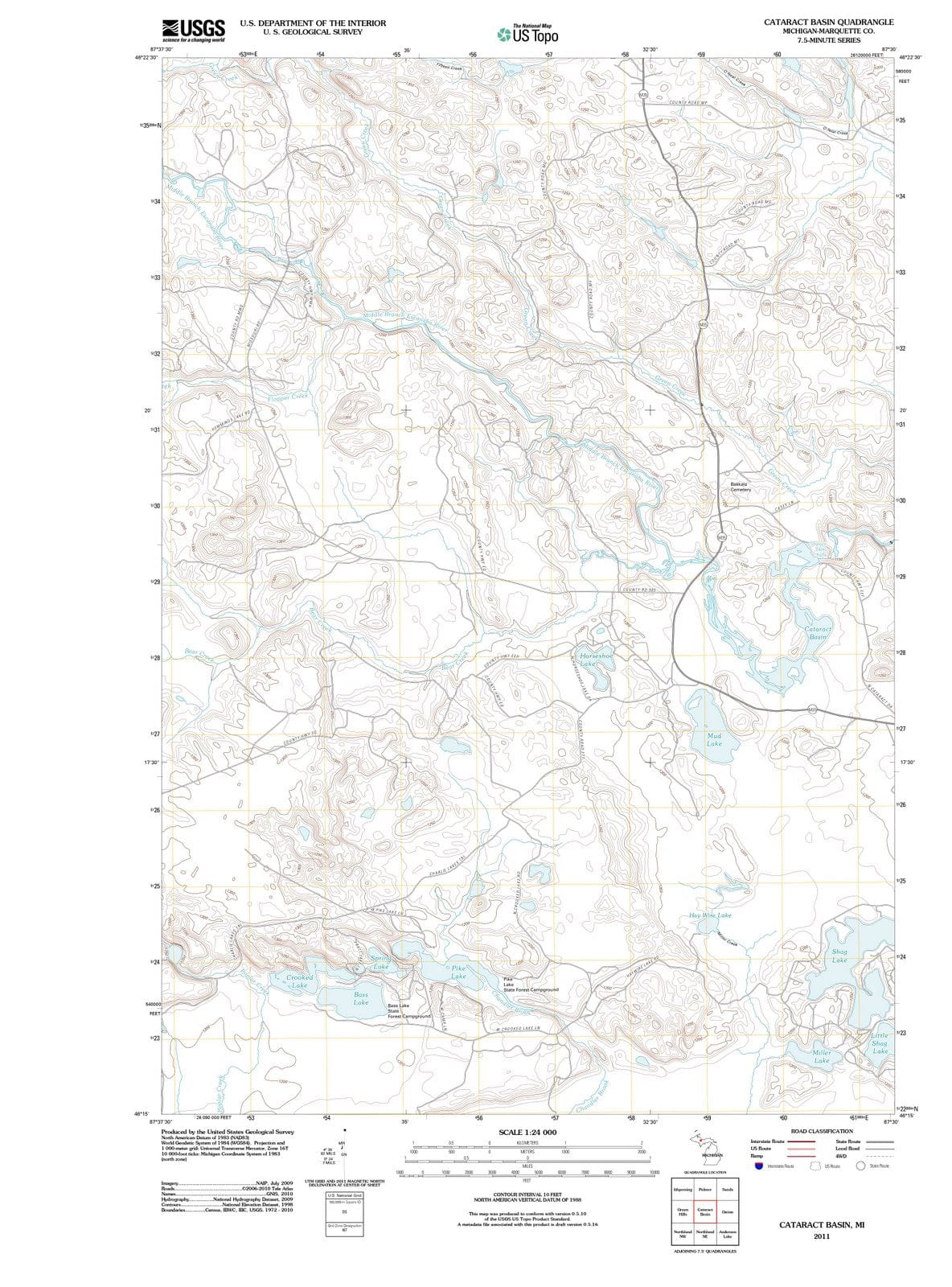 2011 Cataract Basin, MI - Michigan - USGS Topographic Map