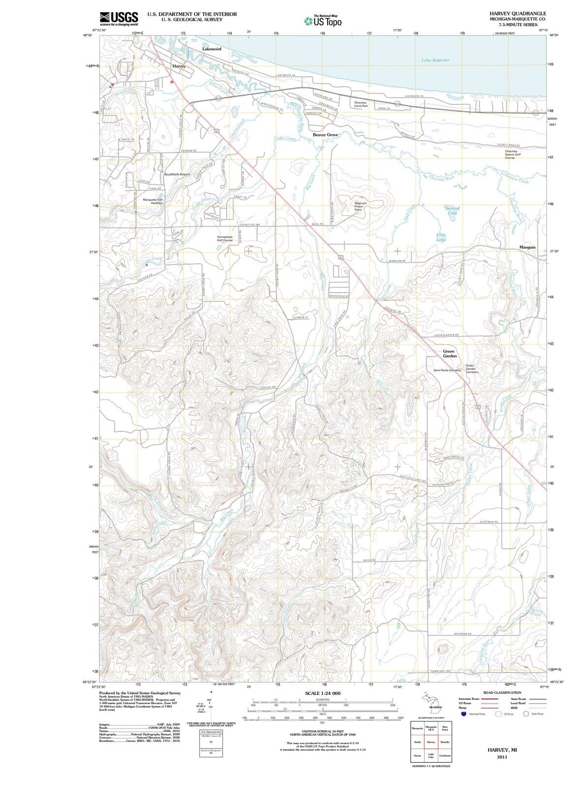 2011 Harvey, MI - Michigan - USGS Topographic Map