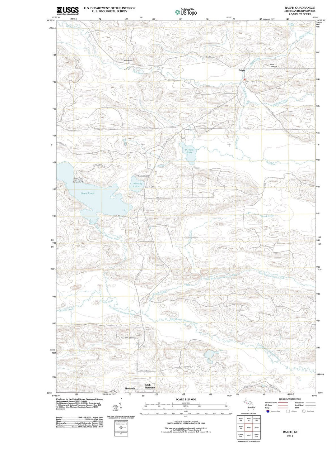 2011 Ralph, MI - Michigan - USGS Topographic Map