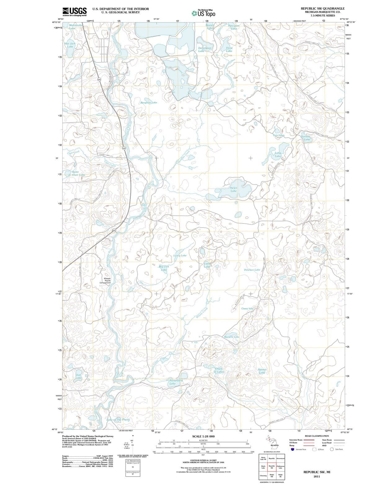2011 Republic, MI - Michigan - USGS Topographic Map