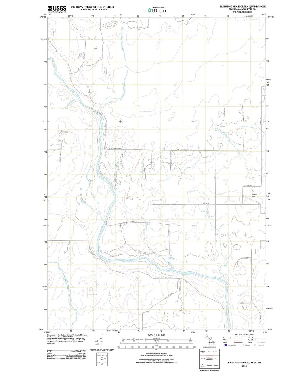 2011 Swimming Hole Creek, MI - Michigan - USGS Topographic Map