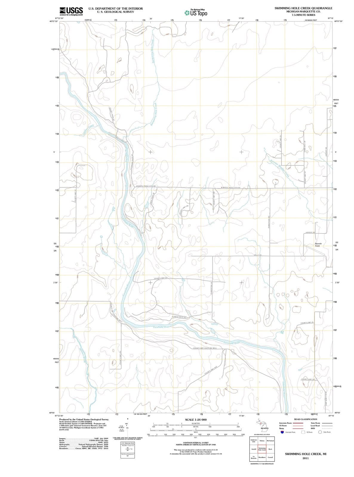2011 Swimming Hole Creek, MI - Michigan - USGS Topographic Map