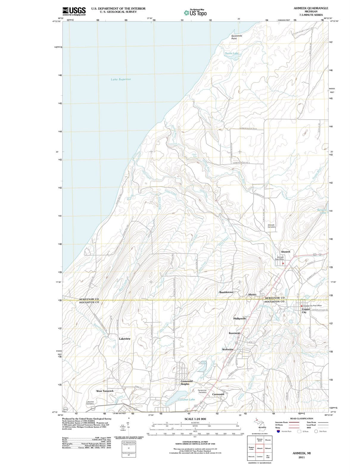 2011 Ahmeek, MI - Michigan - USGS Topographic Map