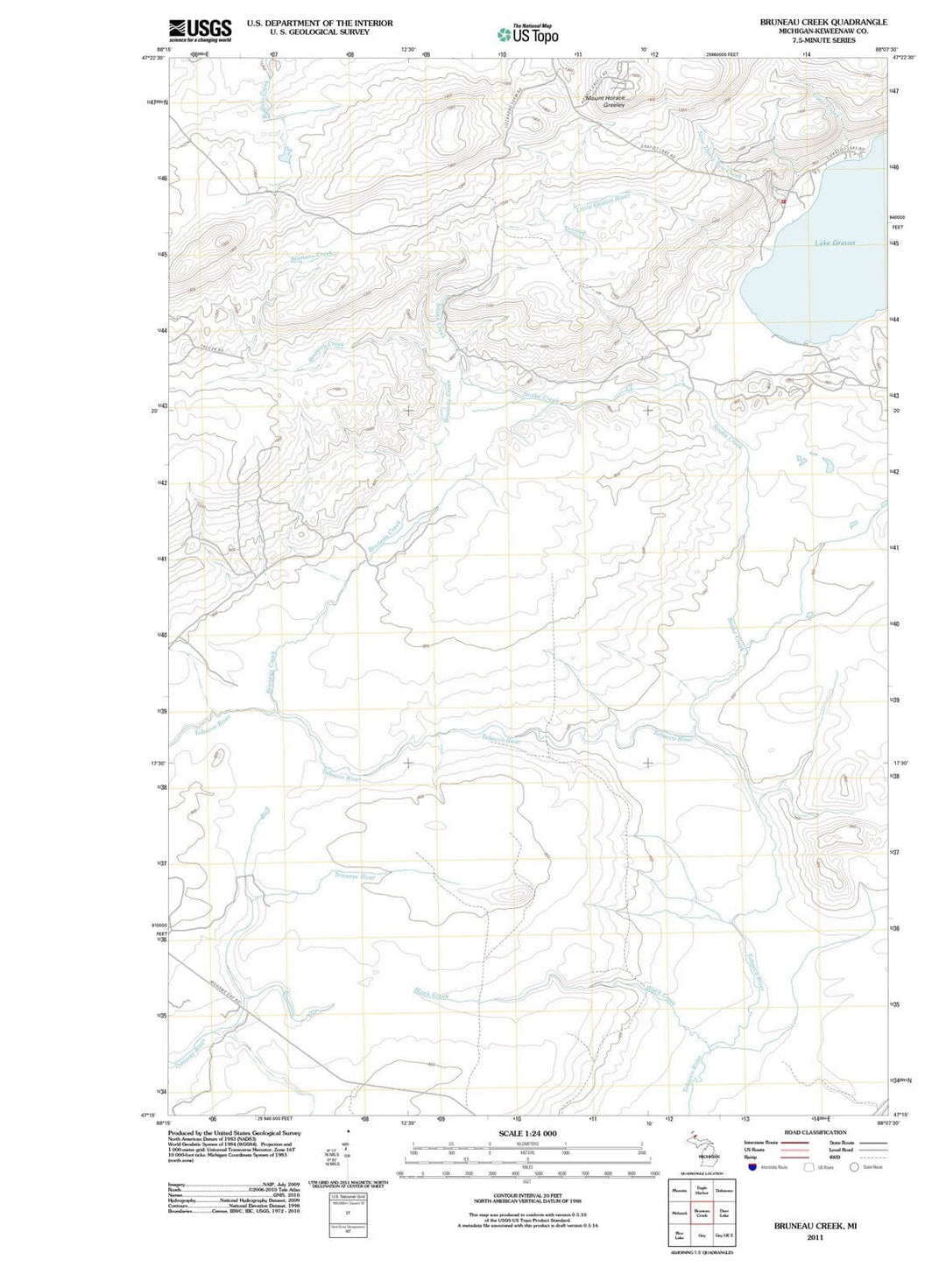 2011 Bruneau Creek, MI - Michigan - USGS Topographic Map