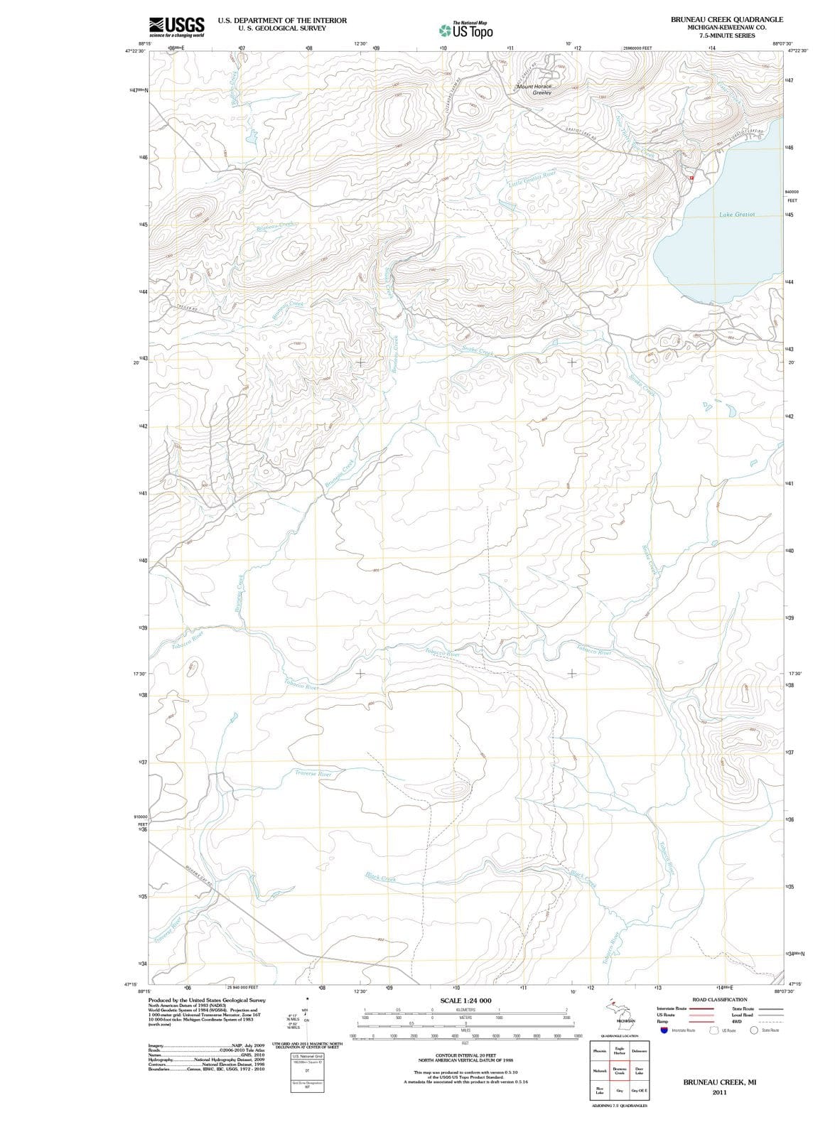 2011 Bruneau Creek, MI - Michigan - USGS Topographic Map