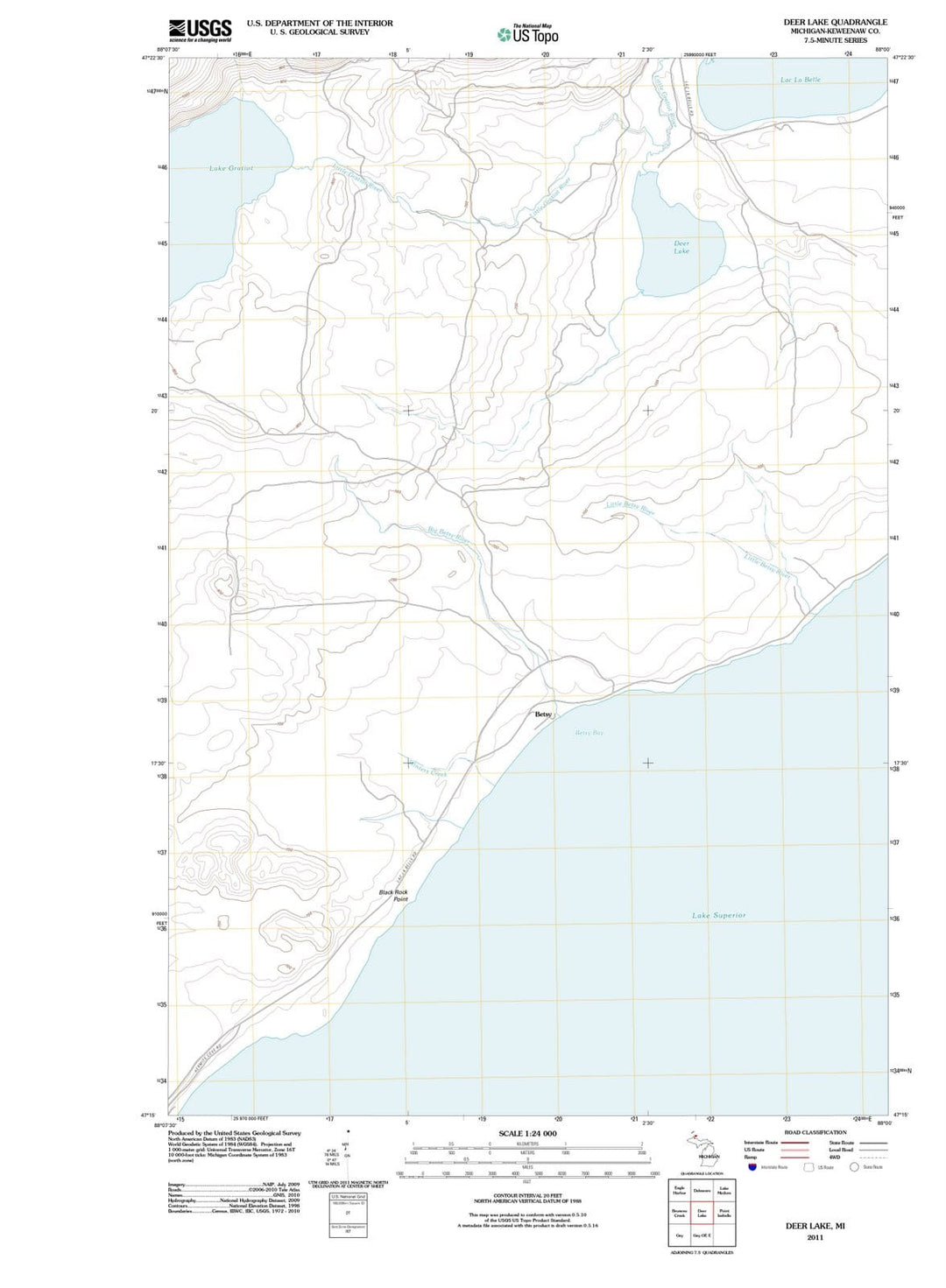 2011 Deer Lake, MI - Michigan - USGS Topographic Map