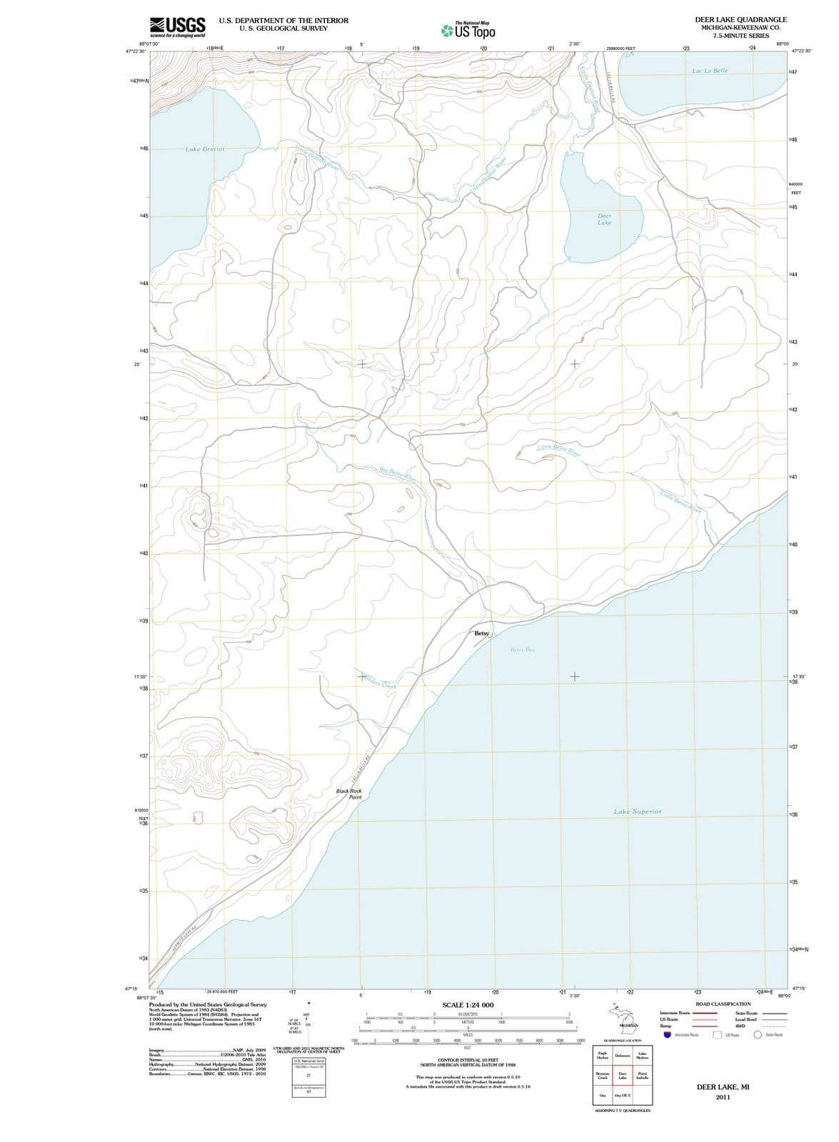 2011 Deer Lake, MI - Michigan - USGS Topographic Map