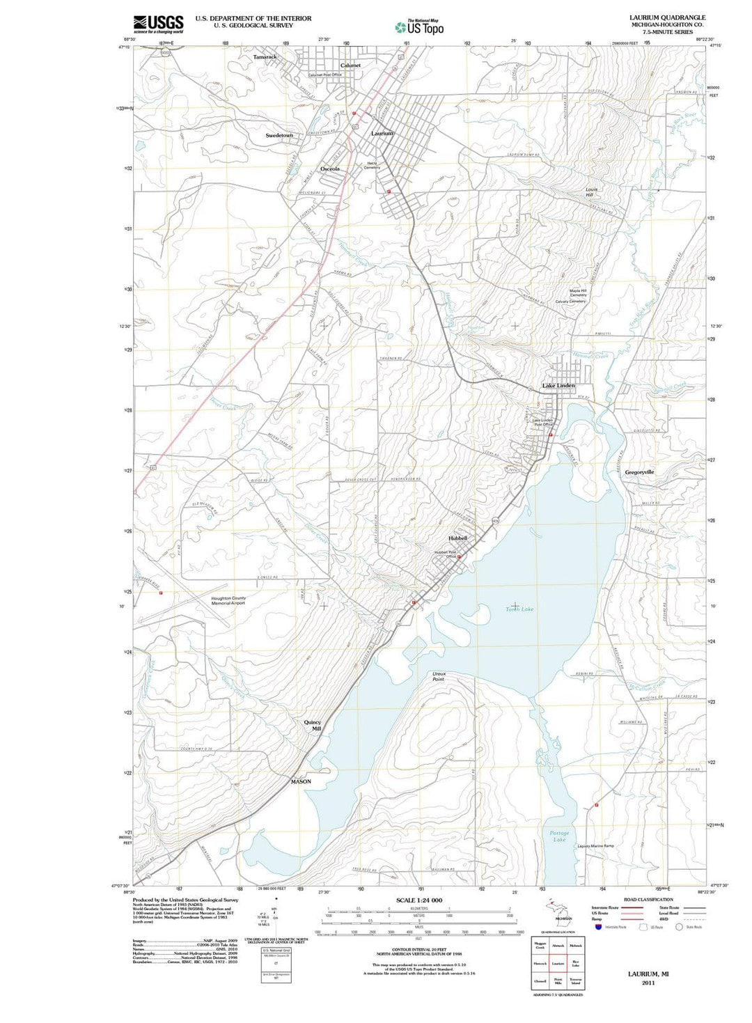 2011 Laurium, MI - Michigan - USGS Topographic Map