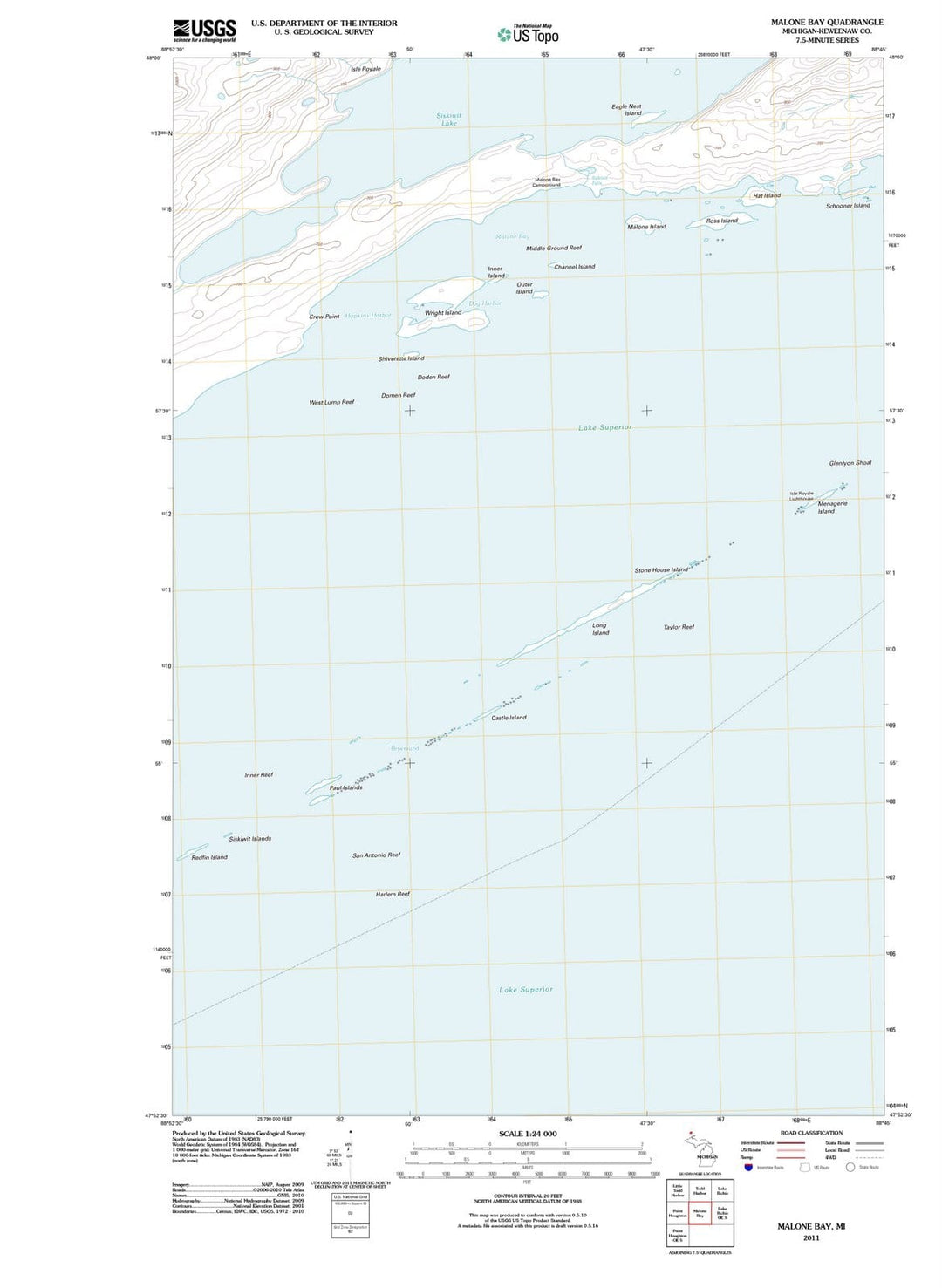 2011 Malone Bay, MI - Michigan - USGS Topographic Map