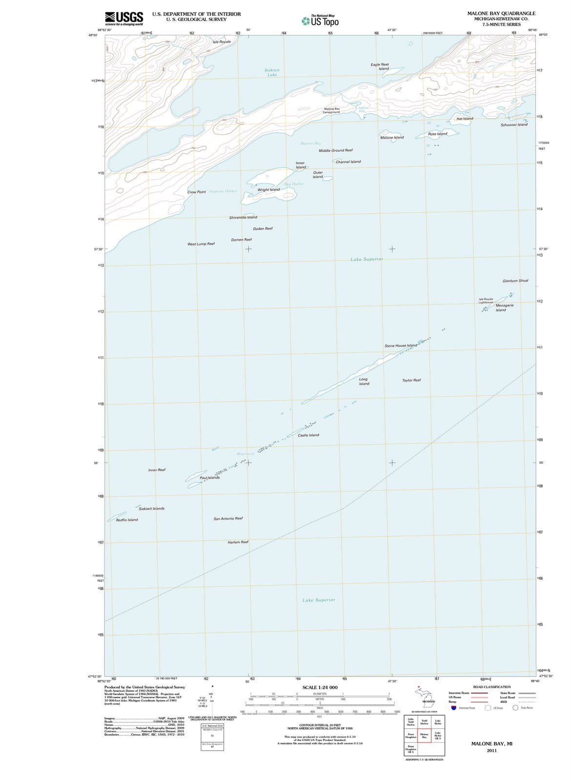 2011 Malone Bay, MI - Michigan - USGS Topographic Map