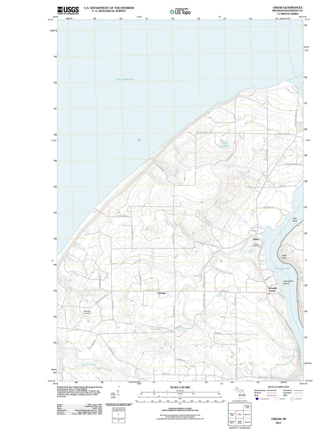 2011 Oskar, MI - Michigan - USGS Topographic Map