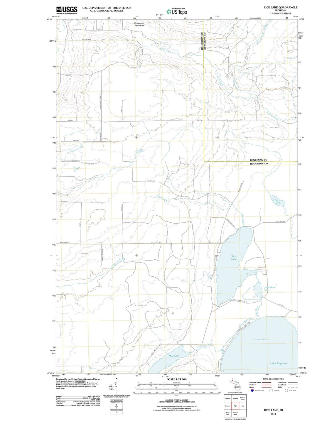 2011 Rice Lake, MI - Michigan - USGS Topographic Map