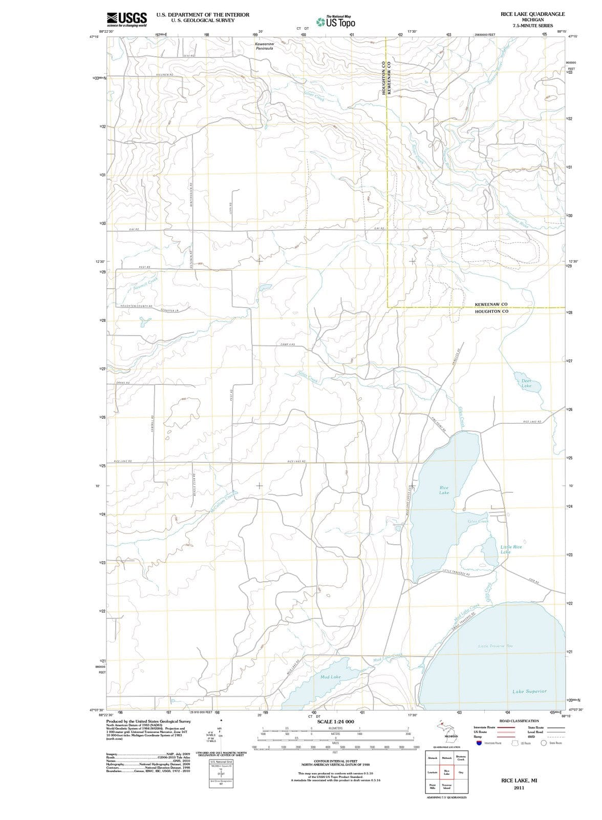 2011 Rice Lake, MI - Michigan - USGS Topographic Map