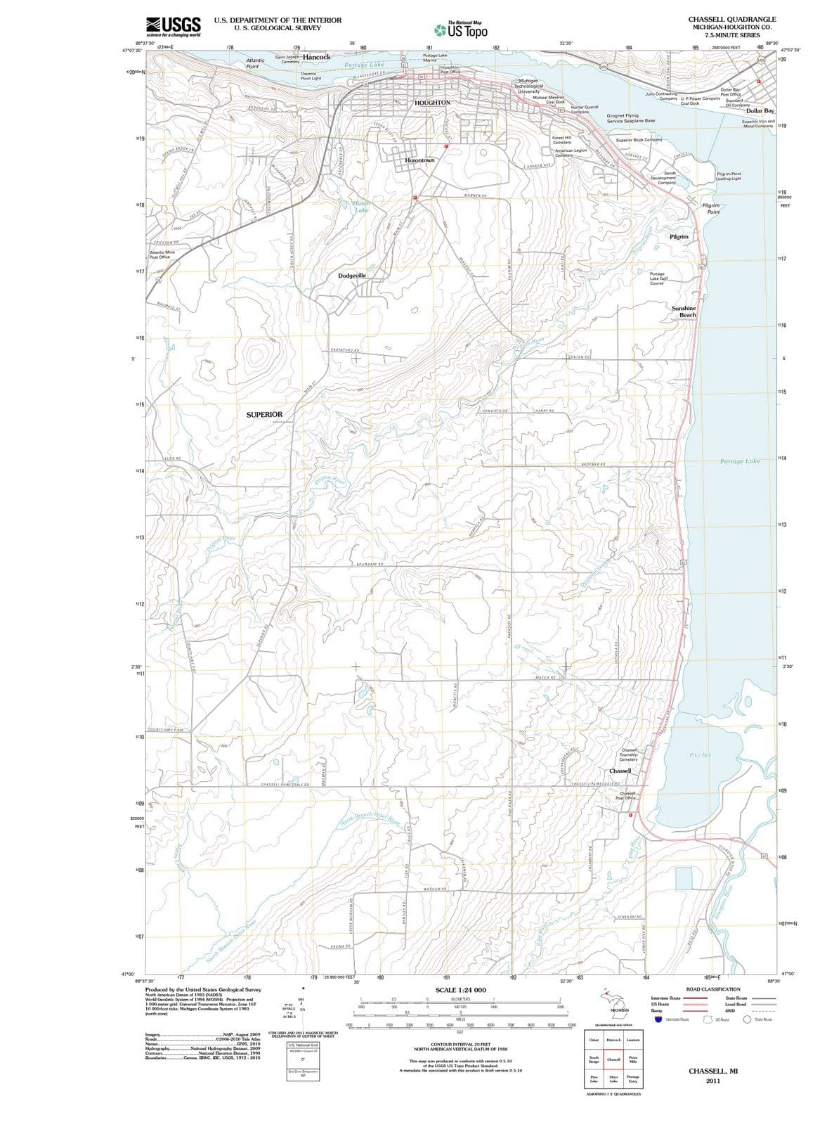 2011 Chassell, MI - Michigan - USGS Topographic Map