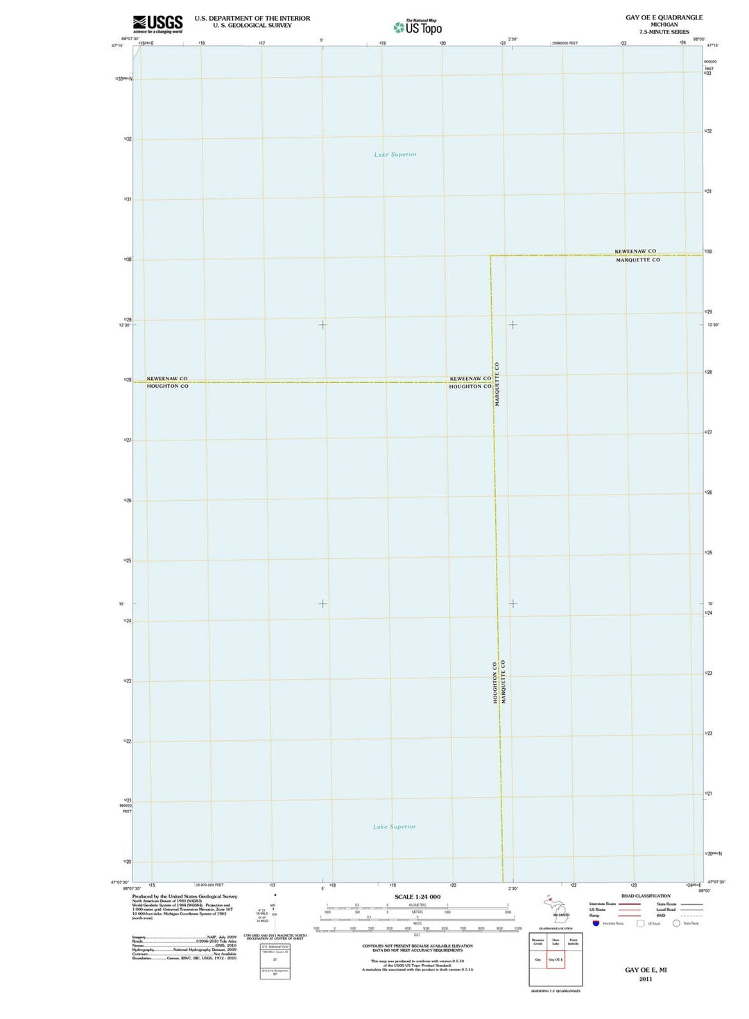 2011 Gay OE E, MI - Michigan - USGS Topographic Map