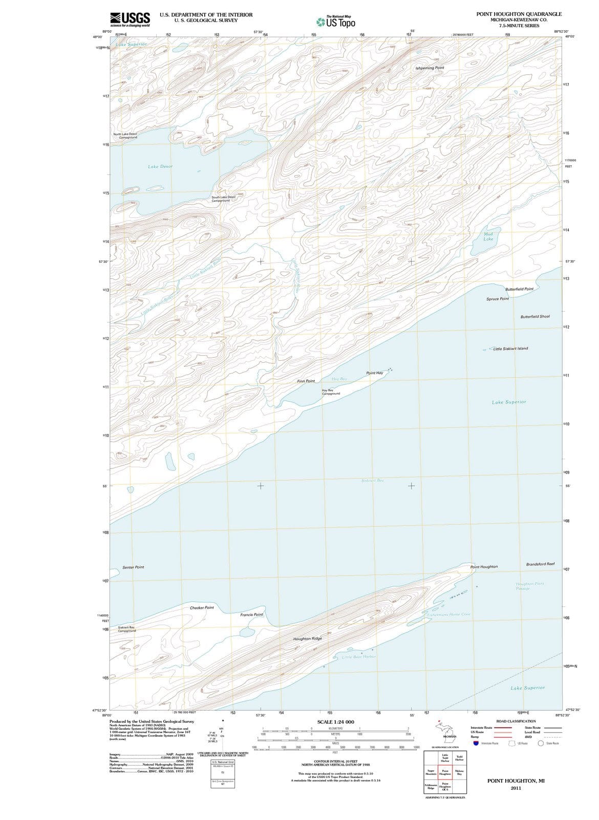 2011 Point Houghton, MI - Michigan - USGS Topographic Map