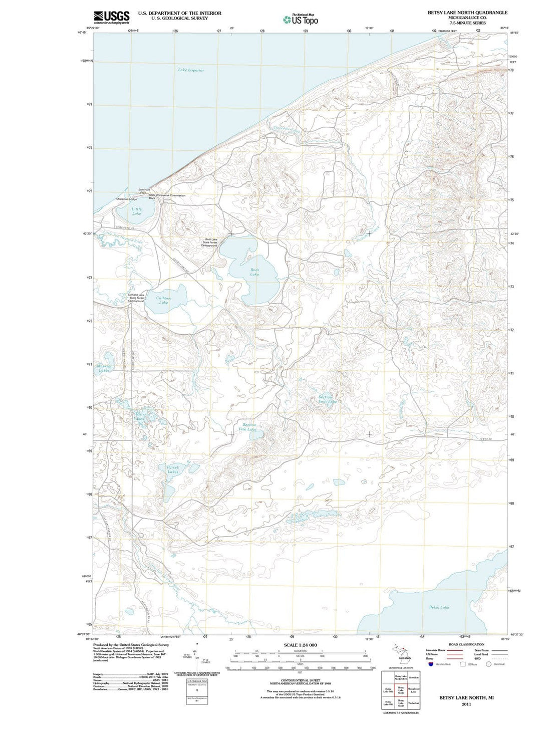 2011 Betsy Lake North, MI - Michigan - USGS Topographic Map