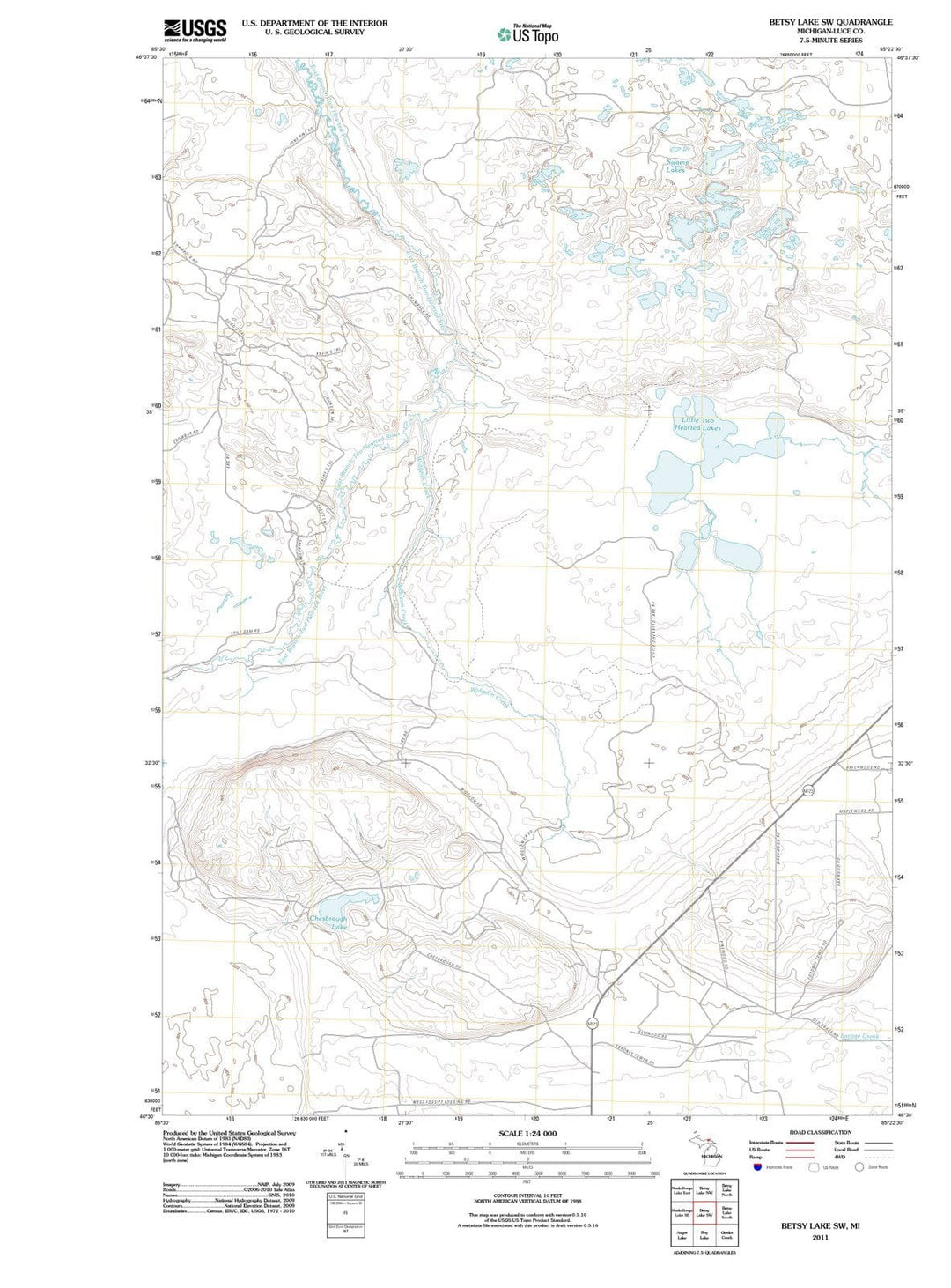 2011 Betsy Lake, MI - Michigan - USGS Topographic Map v2