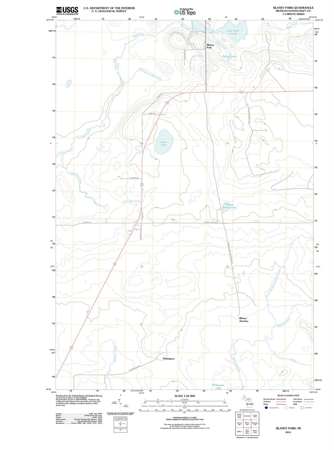 2011 Blaney Park, MI - Michigan - USGS Topographic Map