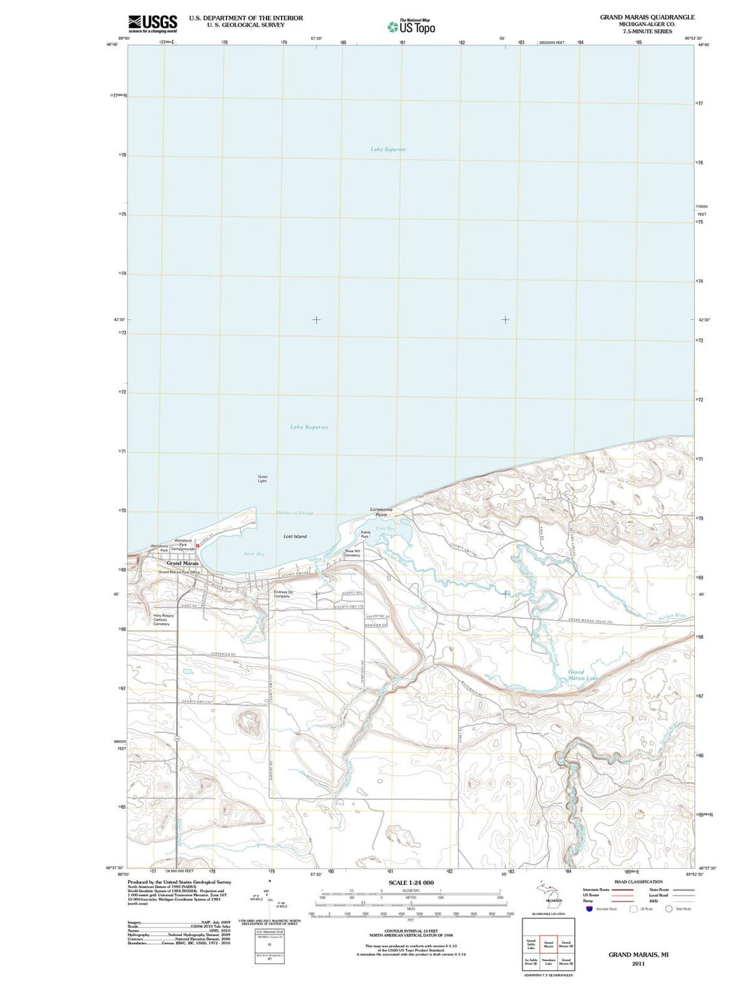 2011 Grand Marais, MI - Michigan - USGS Topographic Map