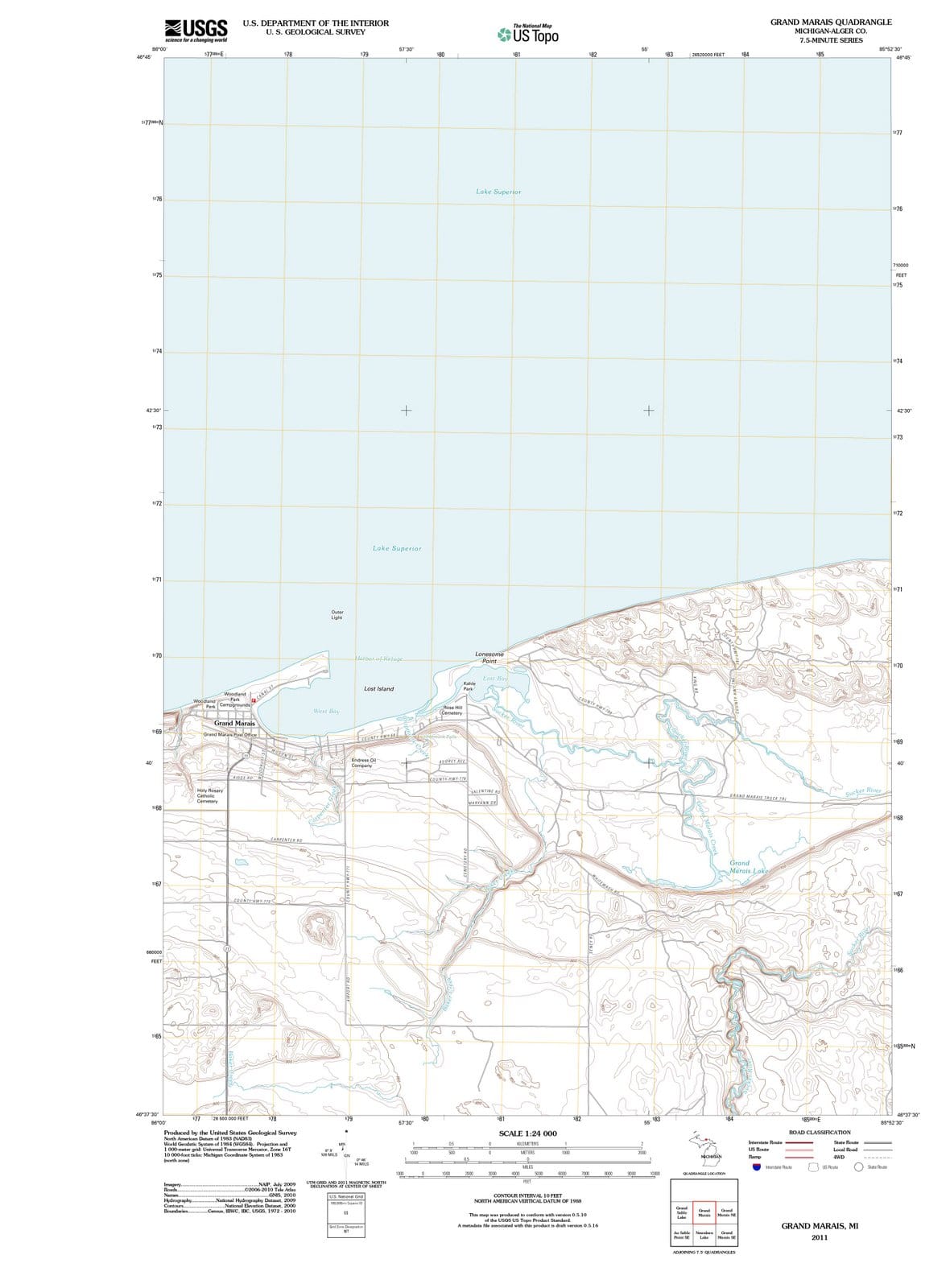 2011 Grand Marais, MI - Michigan - USGS Topographic Map