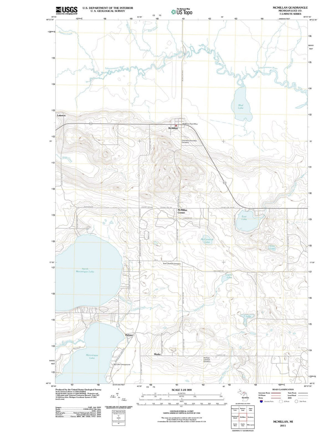 2011 Mcmillan, MI - Michigan - USGS Topographic Map