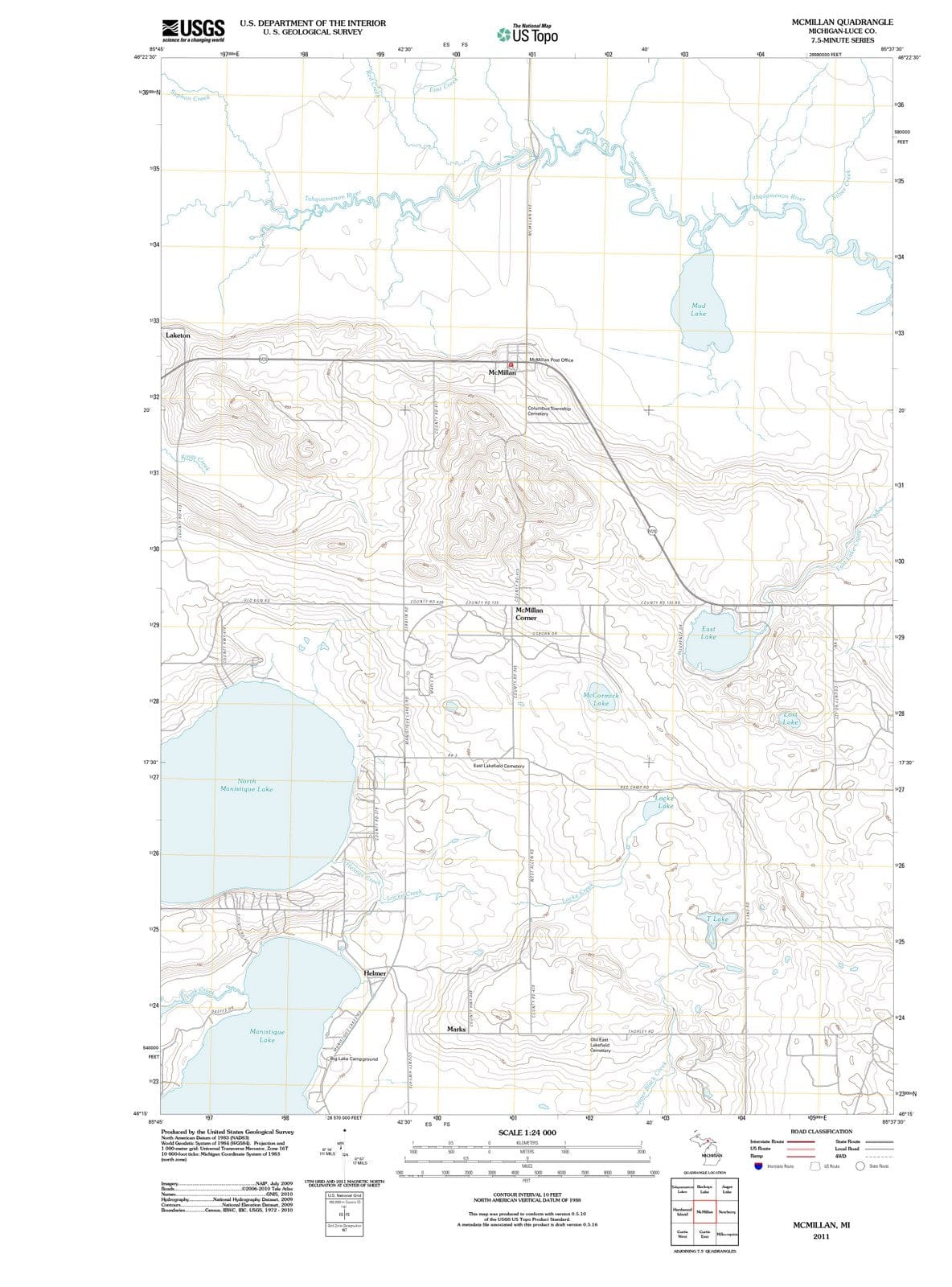 2011 Mcmillan, MI - Michigan - USGS Topographic Map